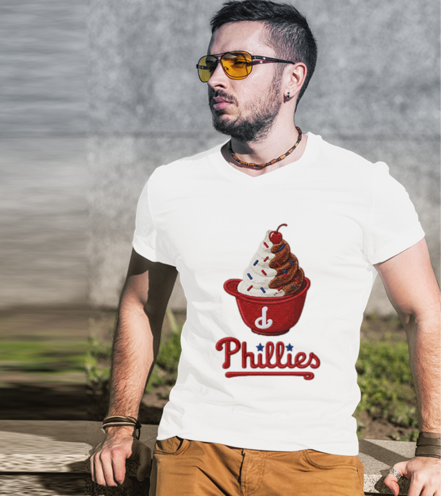 Philadelphia Phillies Ice Cream Sundae Embroidery Phillies T-Shirt