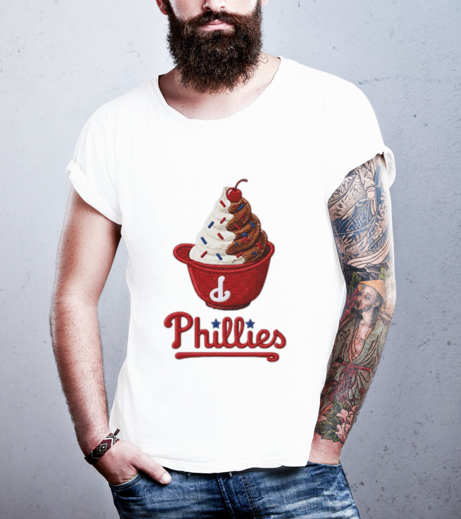 Philadelphia Phillies Ice Cream Sundae Embroidery Phillies T-Shirt