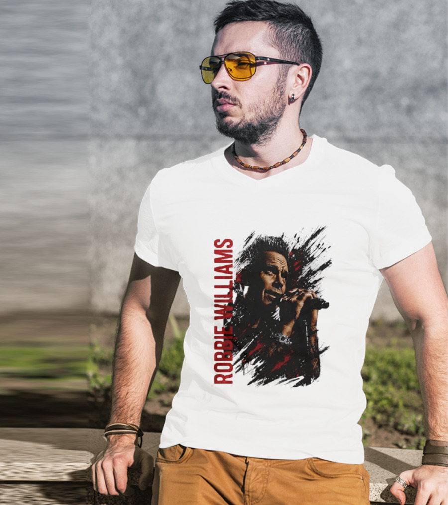 Robbie Williams Pop Star Singer Microphone Performance T-Shirt