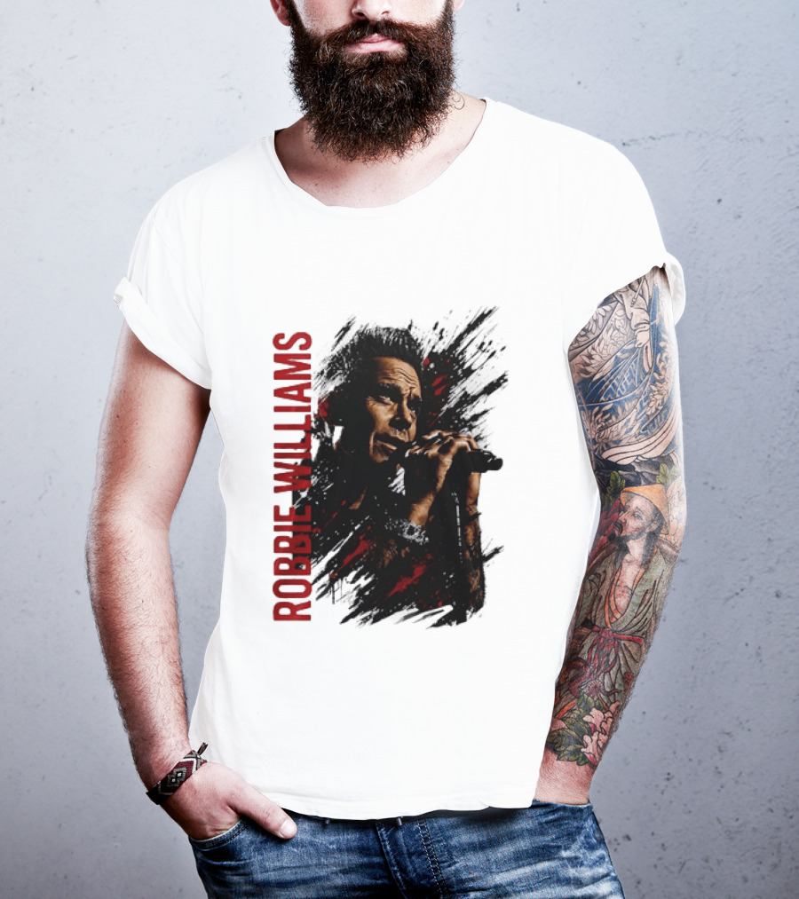 Robbie Williams Pop Star Singer Microphone Performance T-Shirt