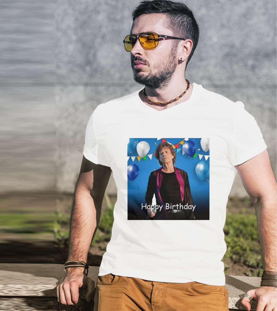 Happy Birthday Sir Mick Jagger Balloons And Banners Celebration T-Shirt