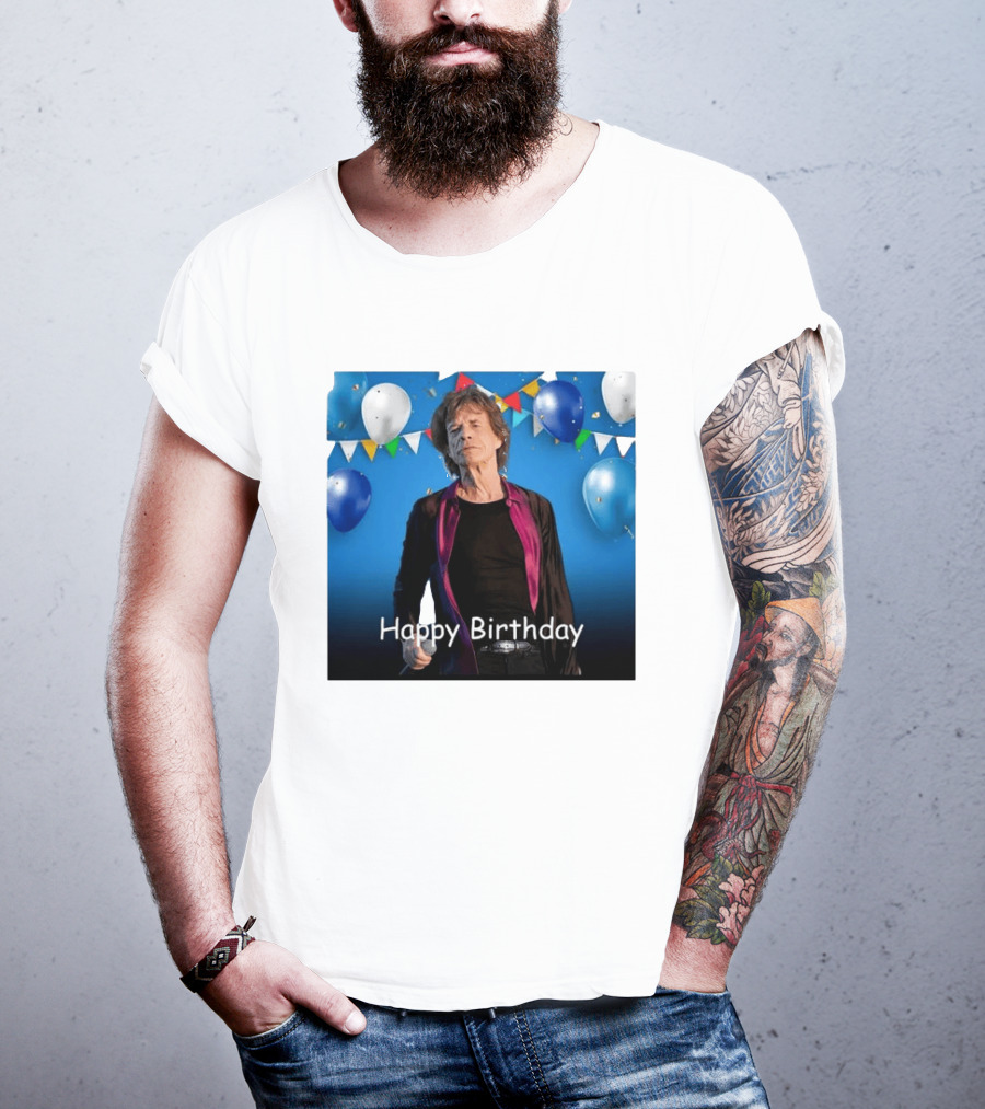 Happy Birthday Sir Mick Jagger Balloons And Banners Celebration T-Shirt