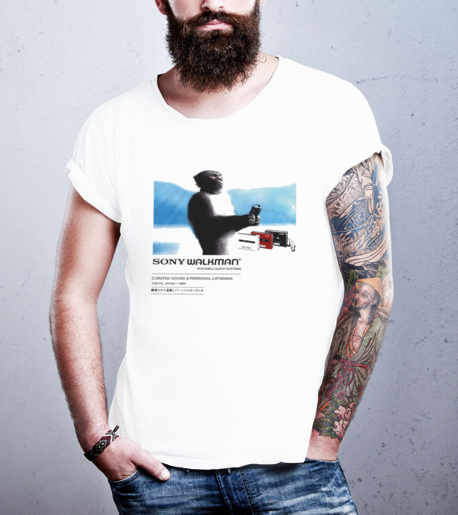 Sony Walkman Chimpanzee Tokyo Japan 1994 Curated Sound Personal Listening T-Shirt