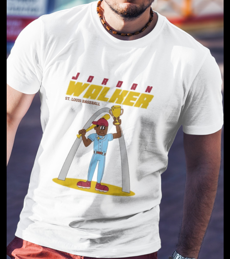 Jordan Walker St. Louis Cardinals MLB Cartoon Character With Trophy And Bat T-Shirt