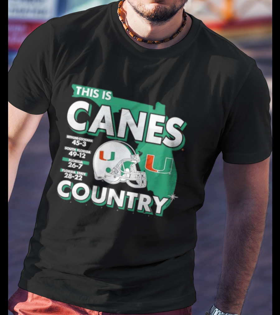 This Is Canes Country Miami Hurricanes Florida Map University Of Miami Football Helmet T-Shirt