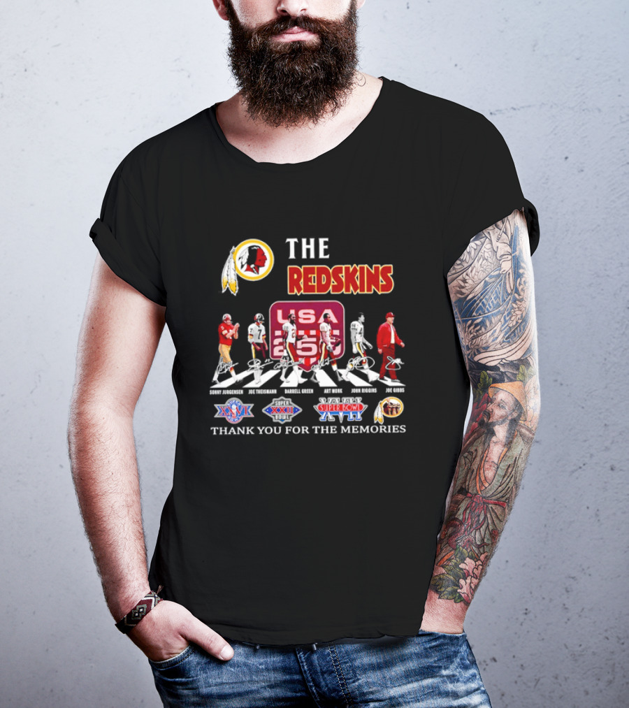The Washington Redskins Legends Theismann Gibbs Jurgensen Green Monk Riggins Thank You For The Memories USA Redskins Super Bowl XVII XXII XXVI T-Shirt