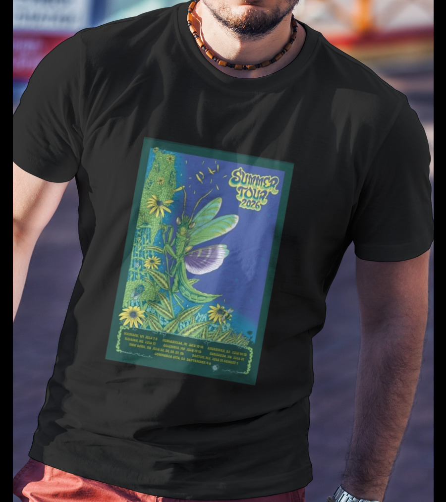Phish Summer Tour 2026 Madison To Commerce City Dates Floral Grasshopper T-Shirt