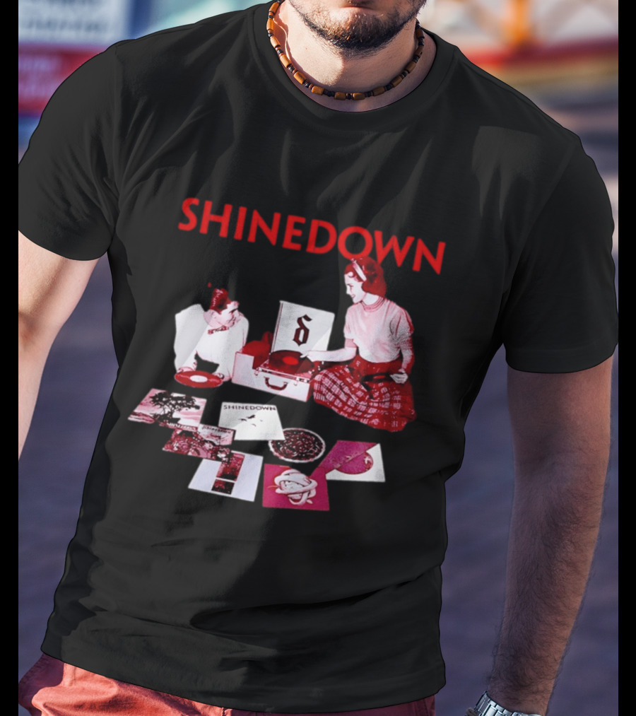 Shinedown Vinyl Record Collage Retro Music Band T-Shirt
