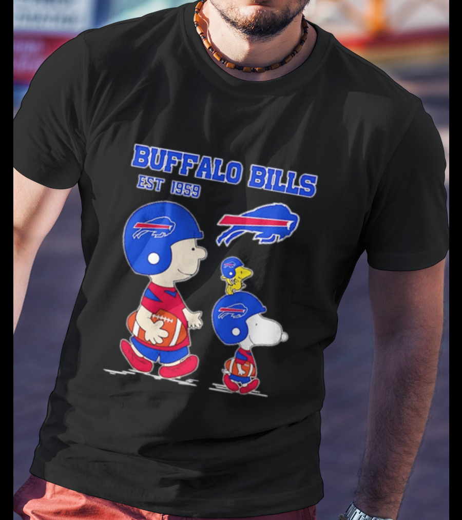 Buffalo Bills Est 1959 Charlie Brown Snoopy Peanuts Football Helmet T-Shirt
