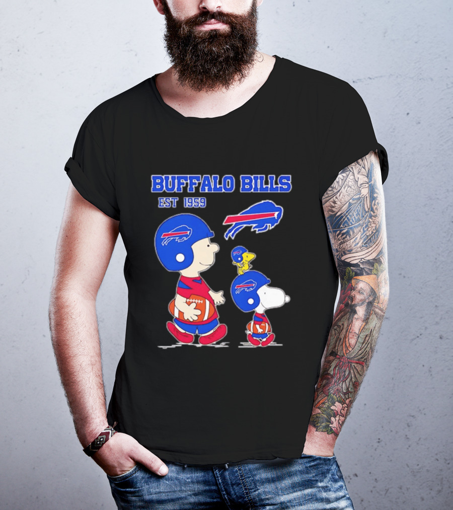 Buffalo Bills Est 1959 Charlie Brown Snoopy Peanuts Football Helmet T-Shirt