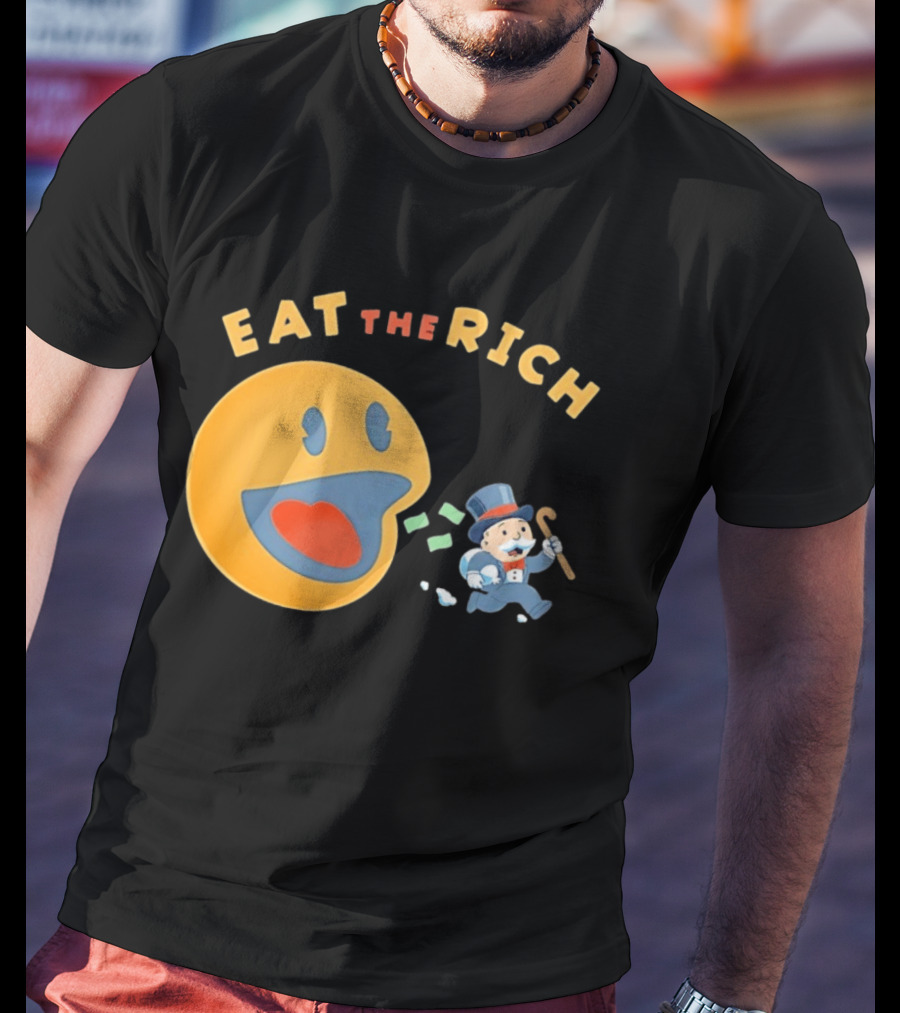 Eat The Rich Monopoly Man Pac Man Capitalism T-Shirt