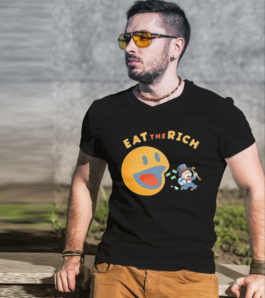 Eat The Rich Monopoly Man Pac Man Capitalism T-Shirt