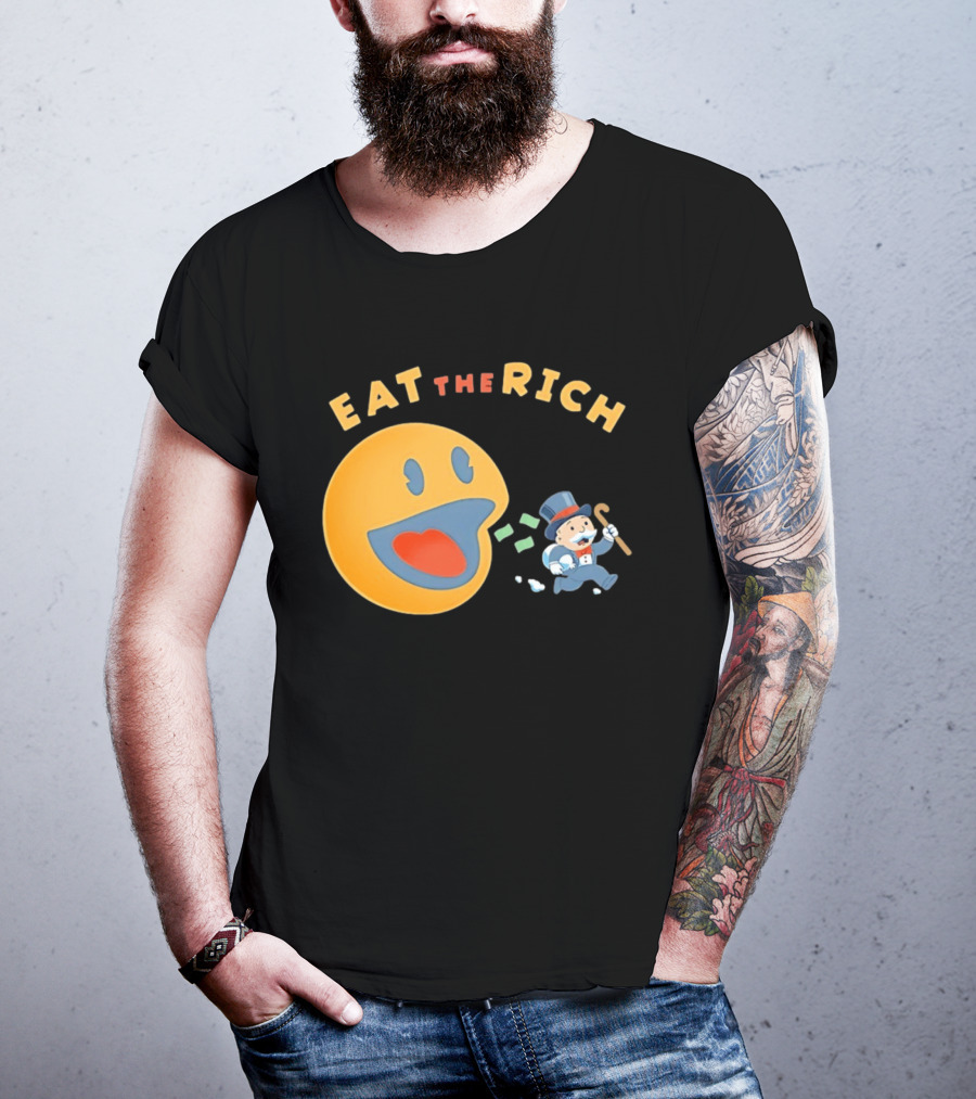 Eat The Rich Monopoly Man Pac Man Capitalism T-Shirt
