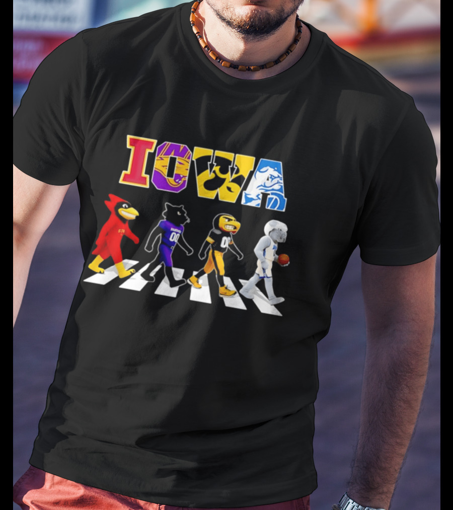 Iowa Mascots Abbey Road Walk Cardinals Panthers Bulldogs T-Shirt