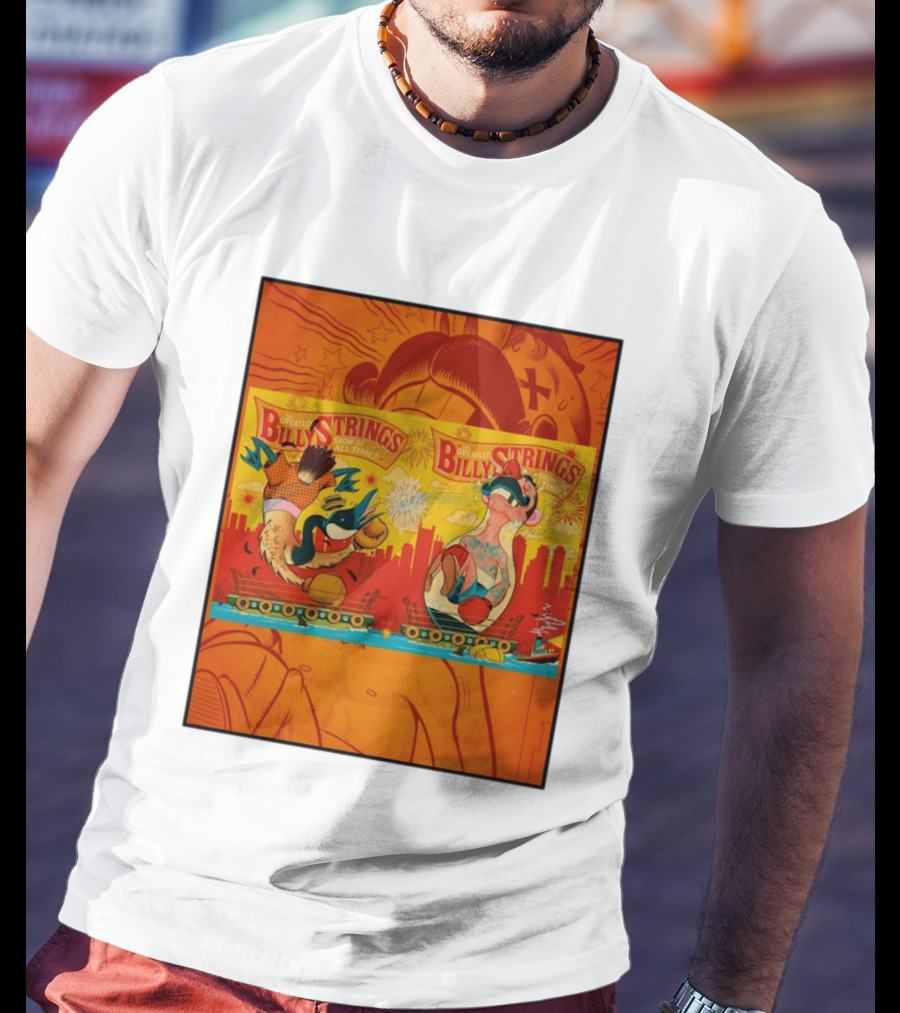 Billy Strings Greatest Show Of All Time Boxing Panels Playful Cartoon T-Shirt
