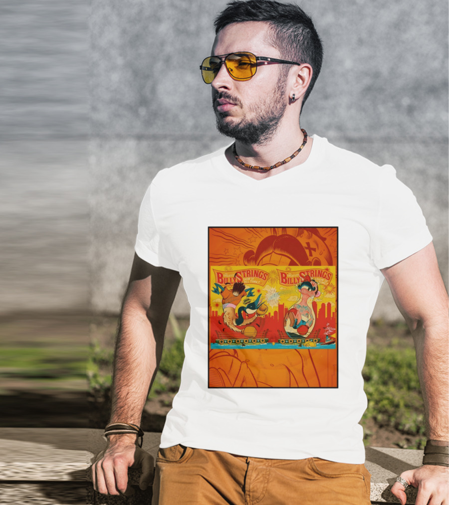 Billy Strings Greatest Show Of All Time Boxing Panels Playful Cartoon T-Shirt