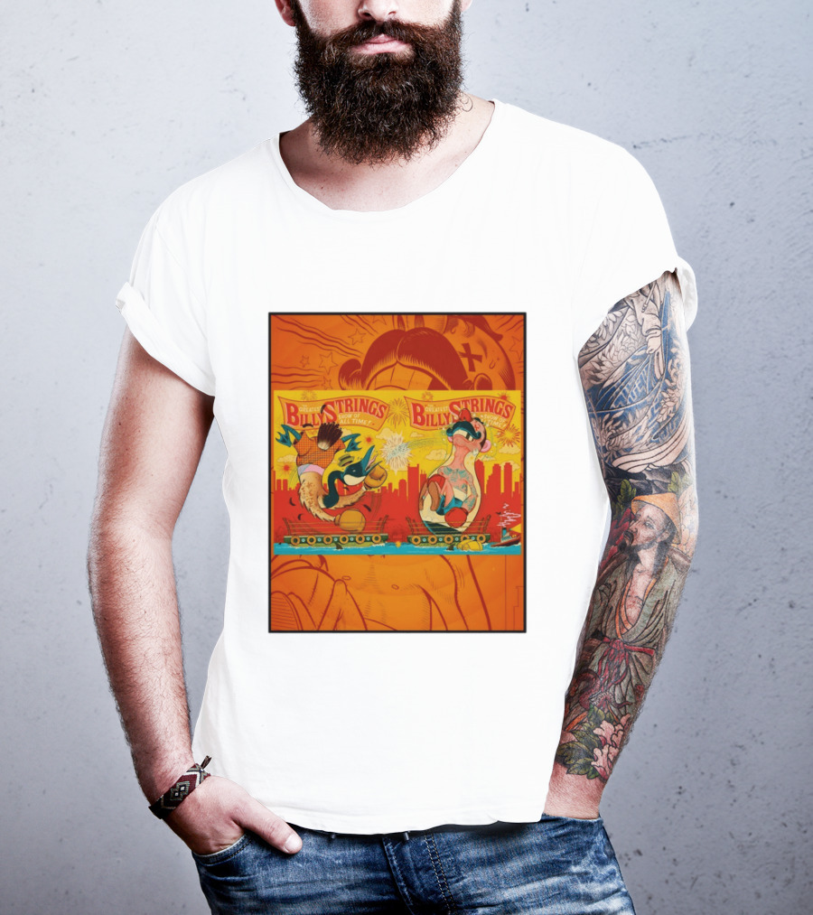 Billy Strings Greatest Show Of All Time Boxing Panels Playful Cartoon T-Shirt