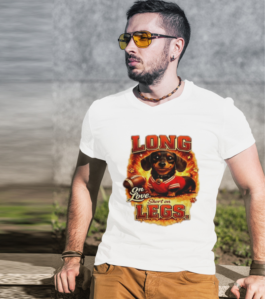 Dachshund Long On Love Short On Legs Football T-Shirt
