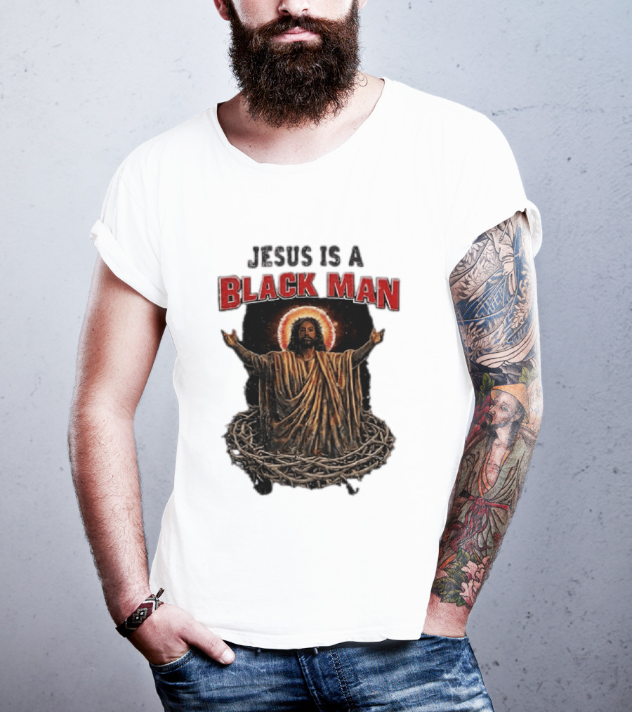 Jesus Is A Black Man With Thorns And Radiant Halo T-Shirt
