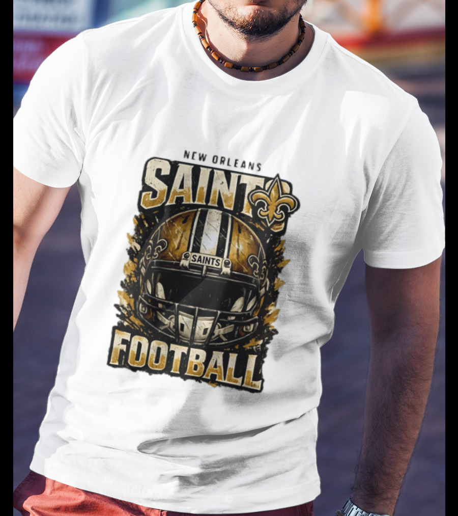 New Orleans Saints Football Helmet Distressed Fleur De Lis T-Shirt