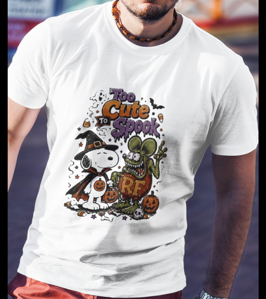 Too Cute To Spook Peanuts Snoopy X Rat Fink Halloween T-Shirt