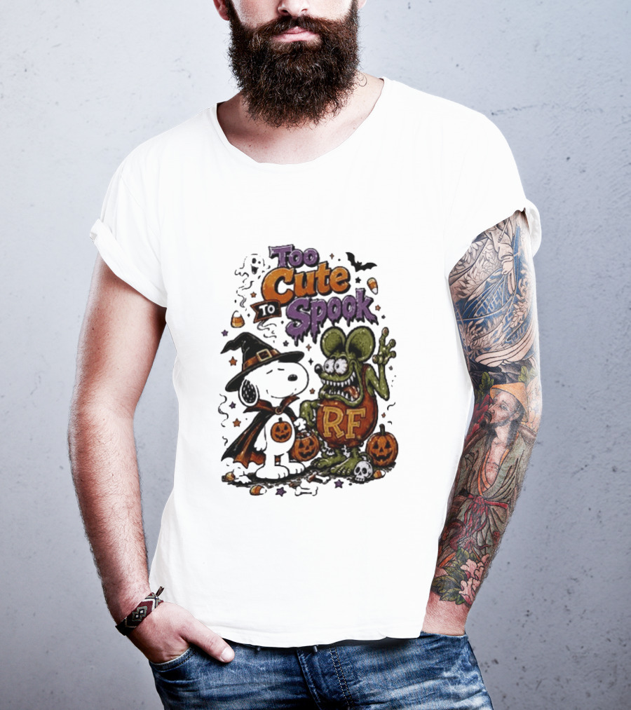 Too Cute To Spook Peanuts Snoopy X Rat Fink Halloween T-Shirt