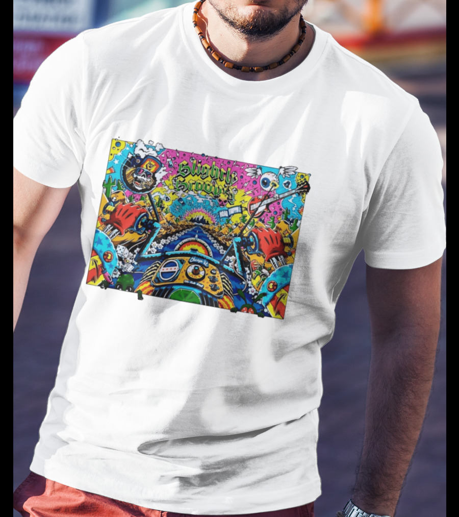 Slightly Stoopid Road Trippin Chicago IL Tour Art Alive Bird Skull Cactus Trippy Vibes T-Shirt