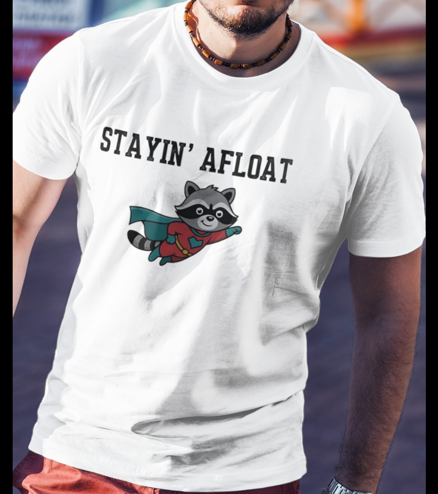 Stayin' Afloat Superhero Raccoon Flying Heroic Animal T-Shirt