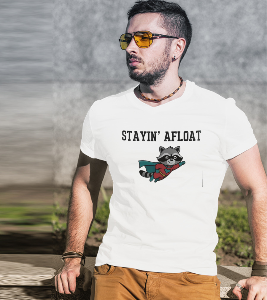 Stayin' Afloat Superhero Raccoon Flying Heroic Animal T-Shirt