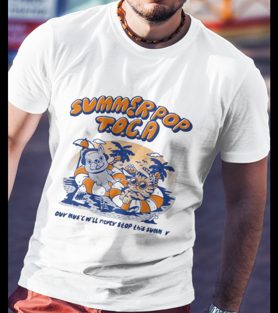 Summer Pop TOCA French Bulldog And Cat Endless Summer Music Vibes T-Shirt