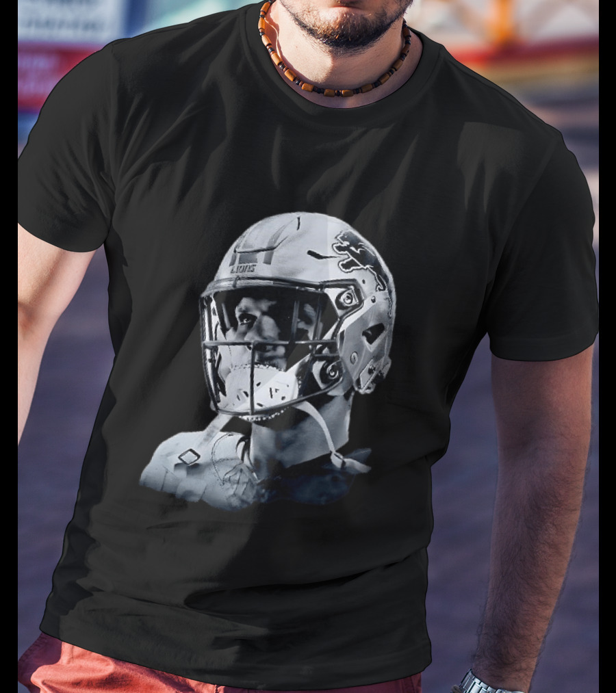 Detroit Lions Aidan Hutchinson Charcoal House Helmet Artistry T-Shirt