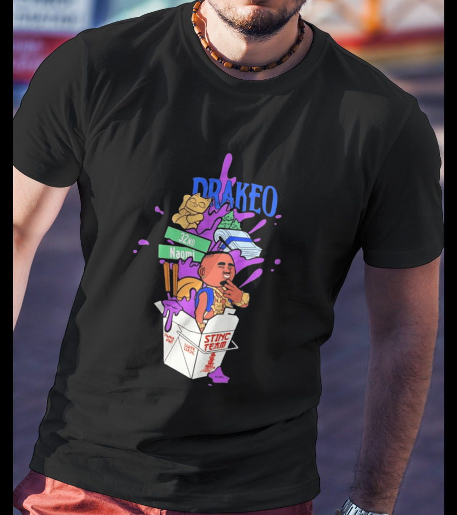 Drakeo The Ruler Stinc Team 32nd Naomi Lucky Cat And Chopsticks T-Shirt