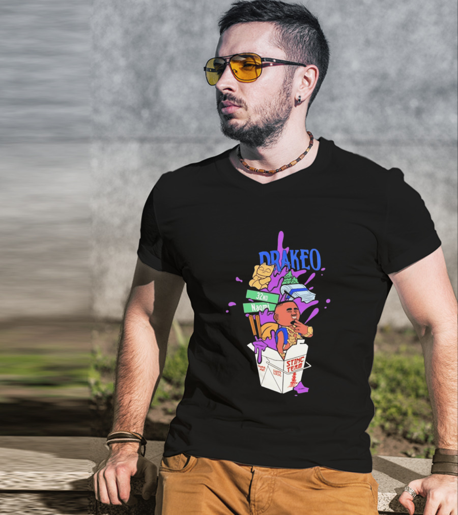 Drakeo The Ruler Stinc Team 32nd Naomi Lucky Cat And Chopsticks T-Shirt