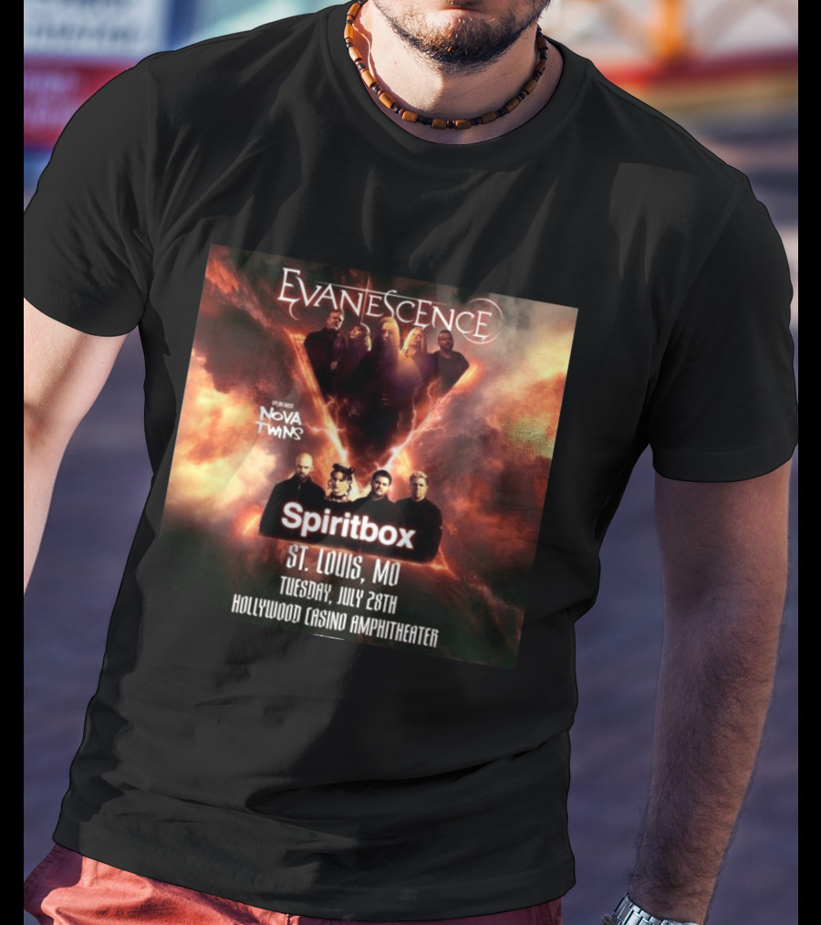 Evanescence Nova Twins Spiritbox Concert St. Louis MO July 28 Hollywood Casino Amphitheater T-Shirt