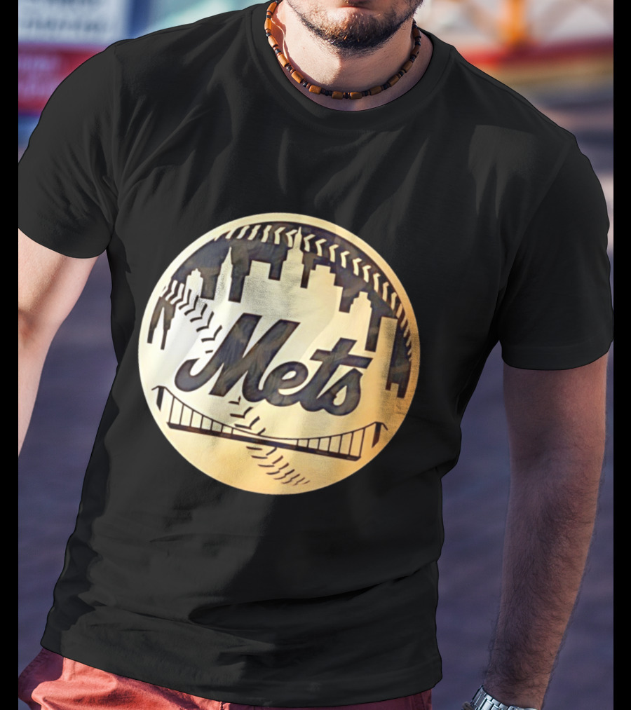 New York Mets Baseball Skyline Bridge MLB T-Shirt