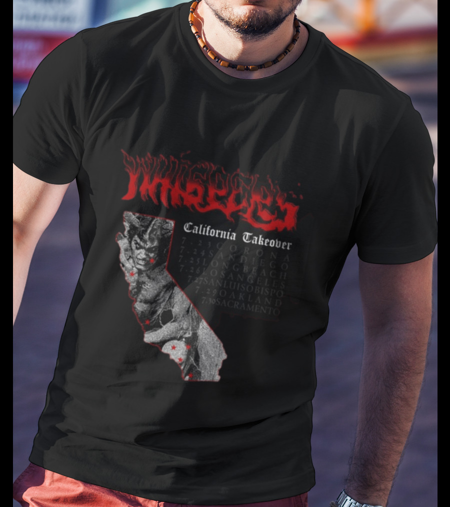 Pleasures Whispers California Takeover Tour Corona San Diego Long Beach Los Angeles San Luis Obispo Oakland Sacramento T-Shirt