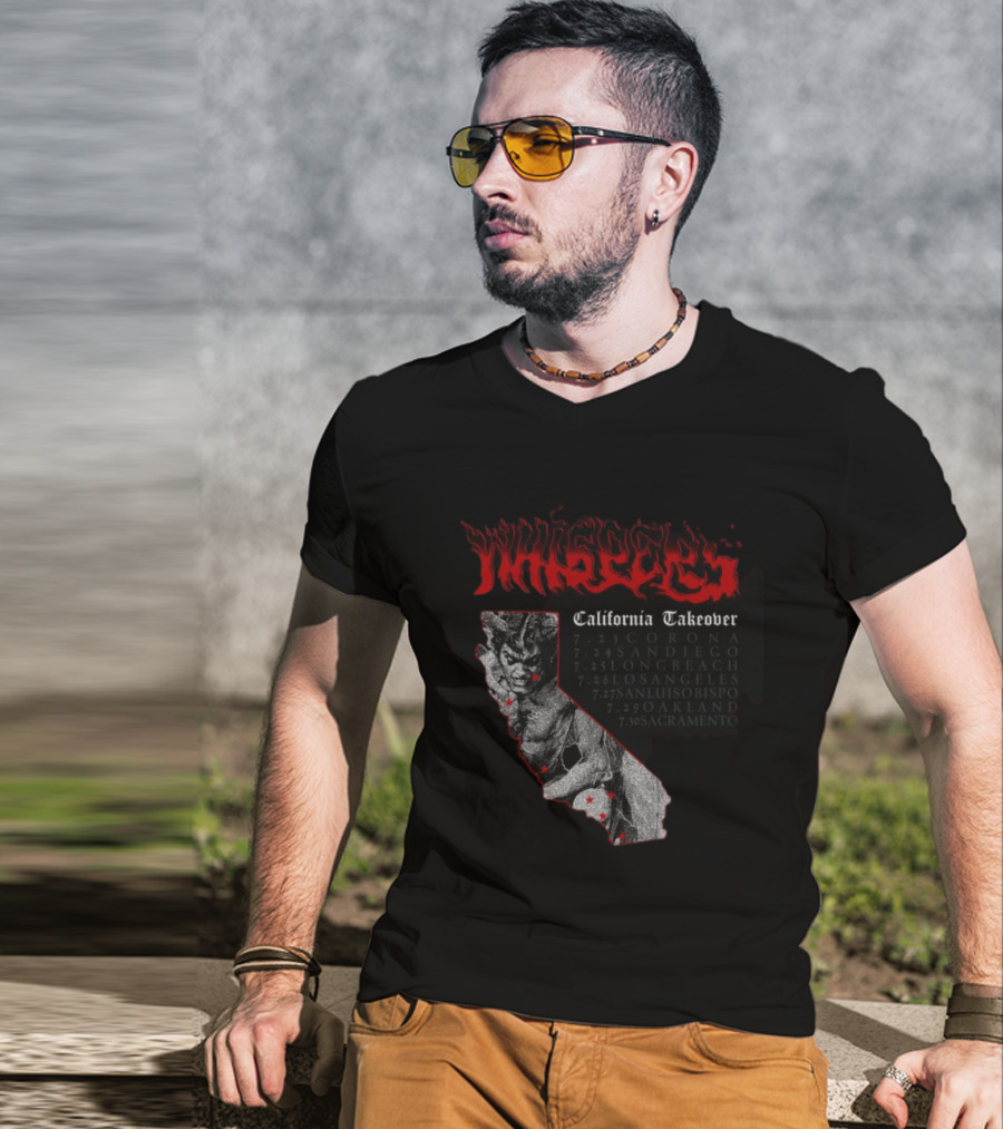Pleasures Whispers California Takeover Tour Corona San Diego Long Beach Los Angeles San Luis Obispo Oakland Sacramento T-Shirt