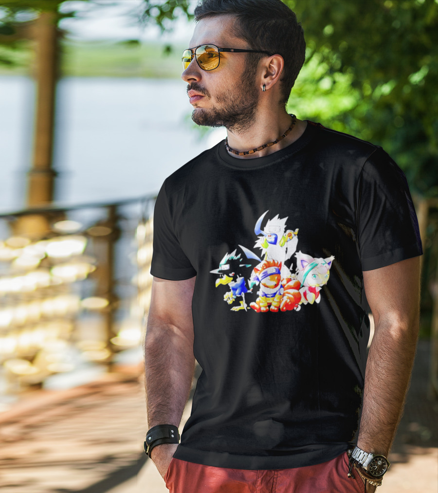 Chibi Pokemon Naruto Crossover With Animal Characters T-Shirt