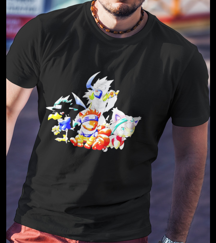 Chibi Pokemon Naruto Crossover With Animal Characters T-Shirt