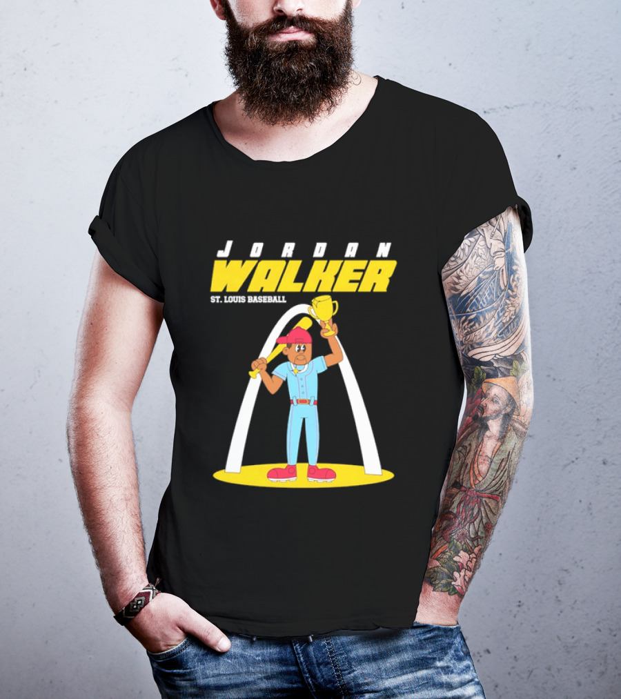Jordan Walker St. Louis Baseball Cartoon Player Trophy Arch T-Shirt