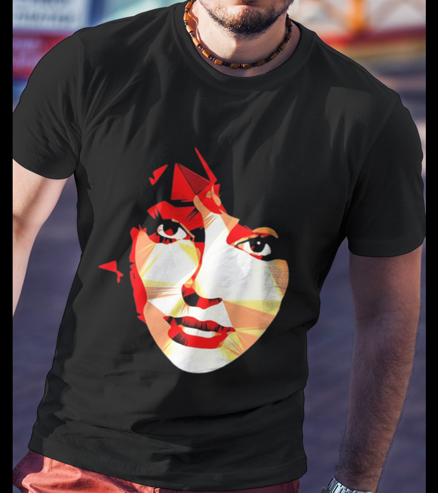 Kate Bush Geometric Pop Singer Red Orange Faceted T-Shirt