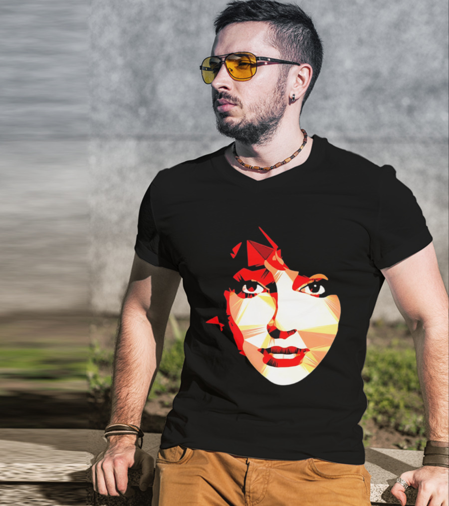 Kate Bush Geometric Pop Singer Red Orange Faceted T-Shirt