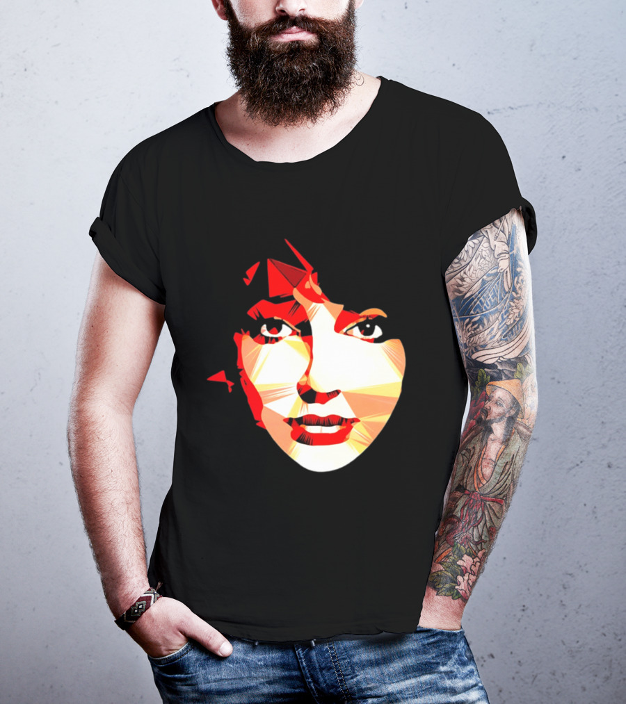 Kate Bush Geometric Pop Singer Red Orange Faceted T-Shirt