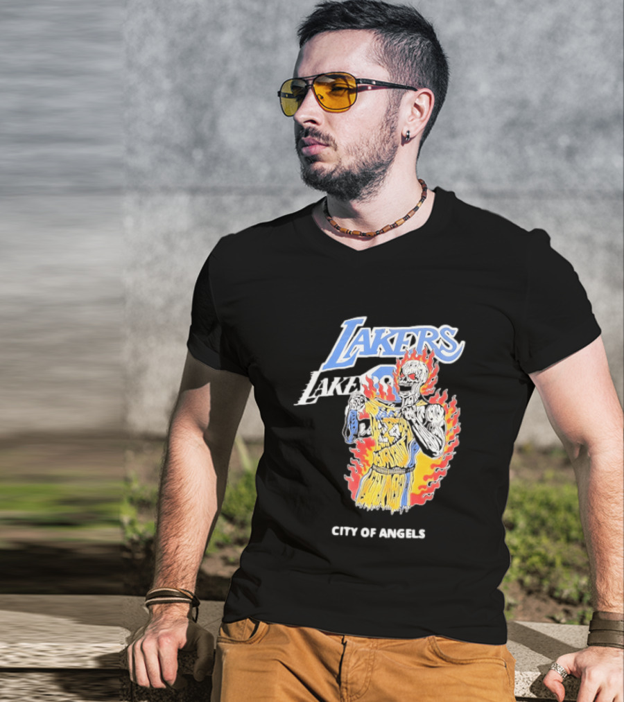 Los Angeles Lakers City Of Angels 24 Kobe Bryant Basketball T-Shirt
