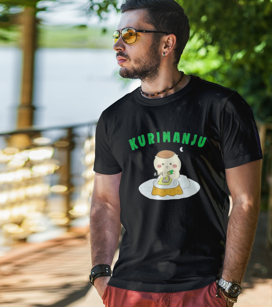 Kurimanju Chiikawa Eating At Night On Tree Stump T-Shirt