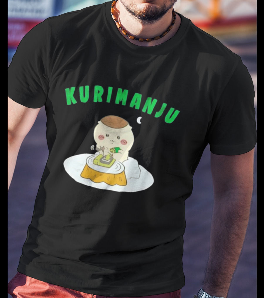 Kurimanju Chiikawa Eating At Night On Tree Stump T-Shirt
