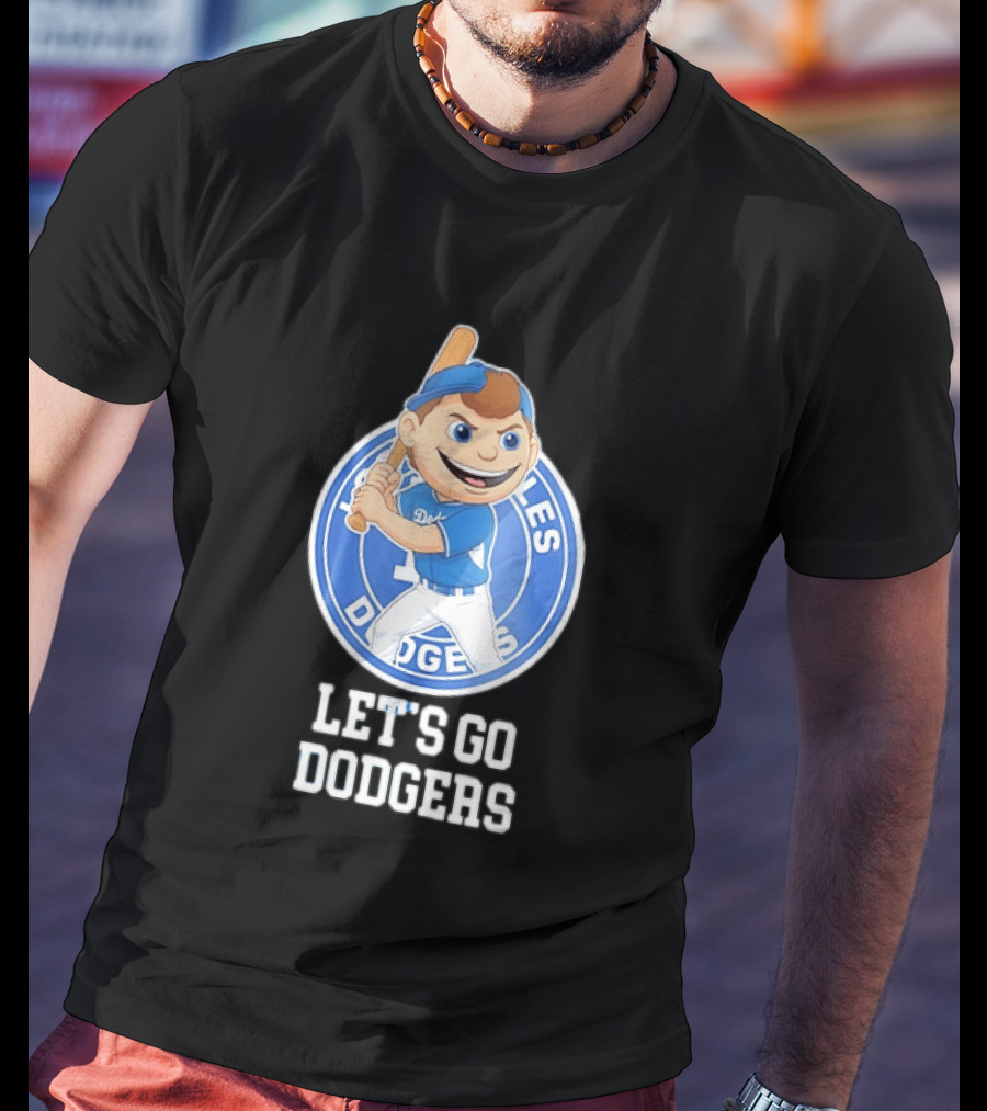 Los Angeles Dodgers Let's Go Dodgers Cartoon Character Baseball Bat T-Shirt