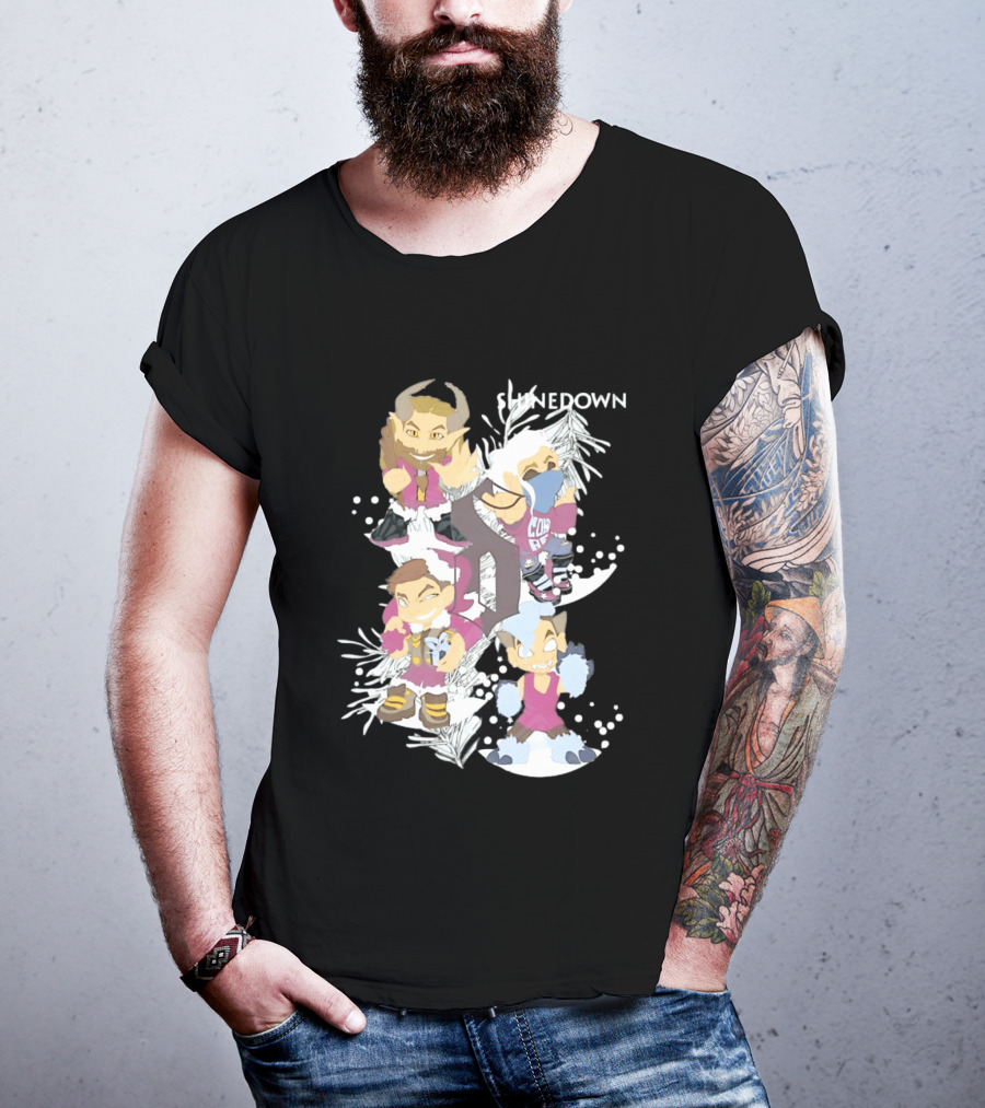 Shinedown Chibi Band Members Holiday Christmas Decor T-Shirt