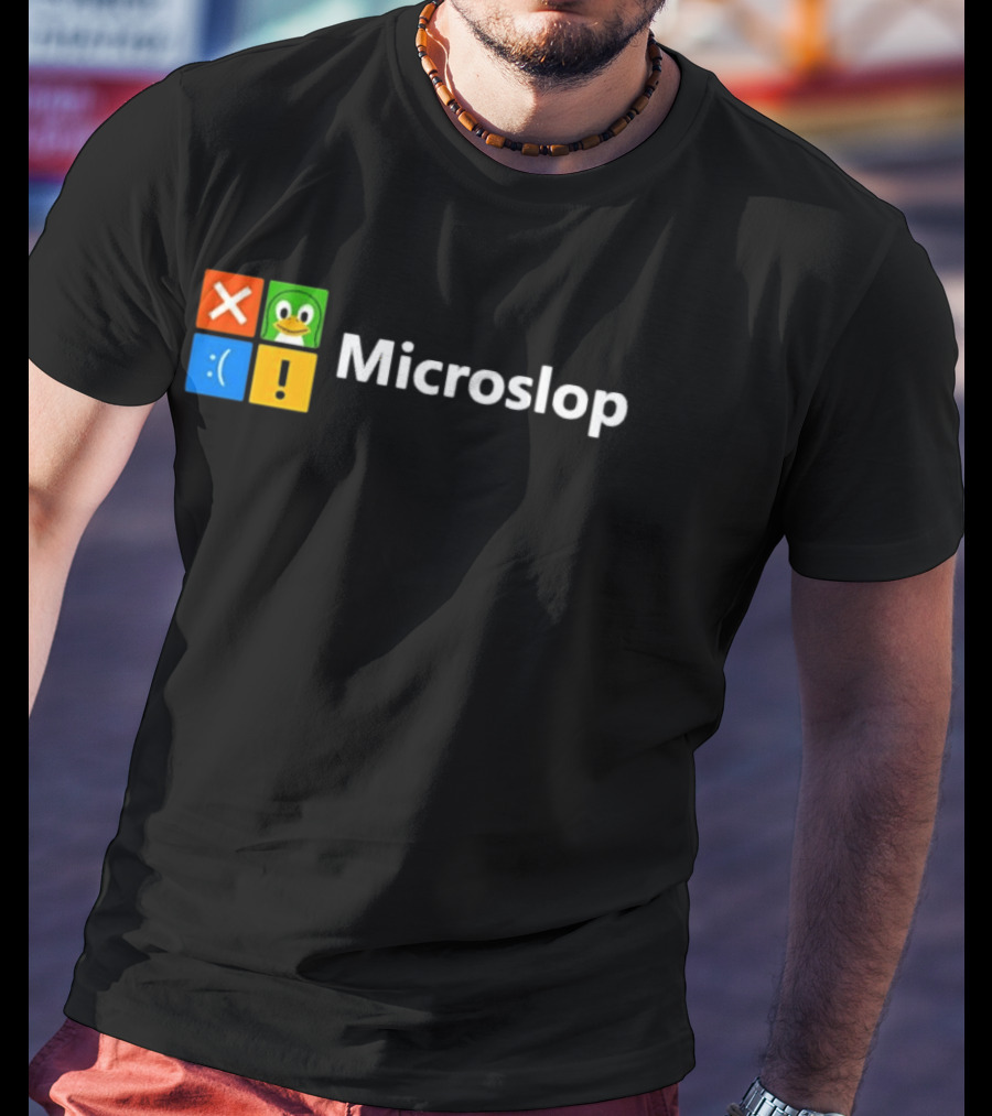 Microslop Linux Penguin Error Icon Blocks T-Shirt
