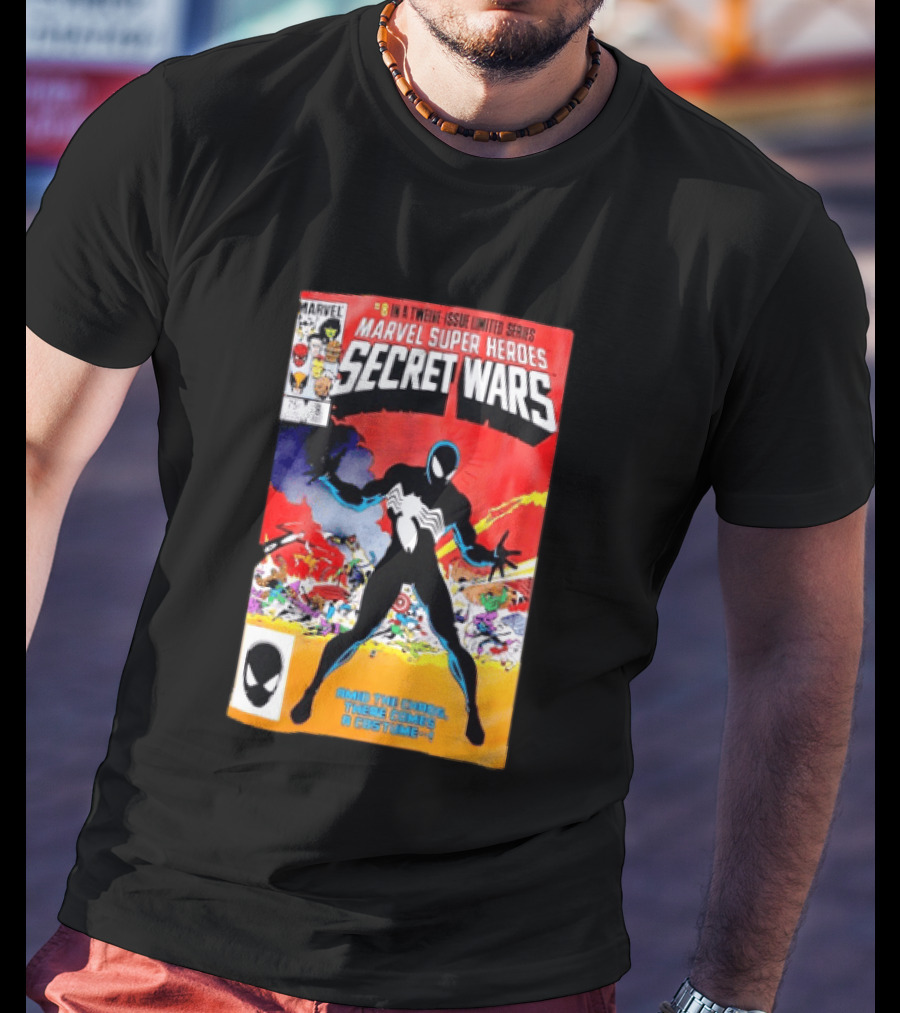 Marvel Super Heroes Secret Wars Issue 8 Spider Man Black Suit Comic Cover T-Shirt
